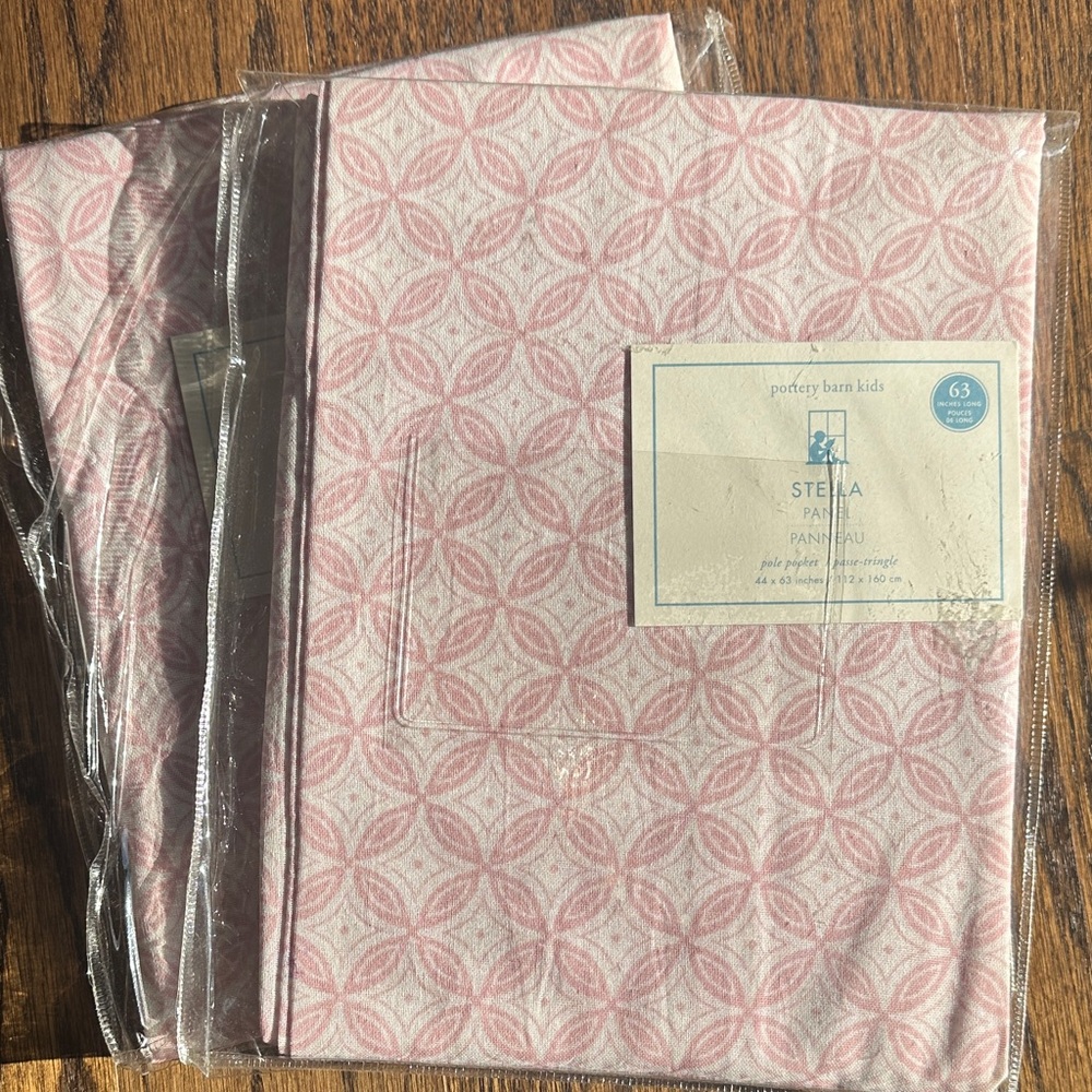 Pottery Barn Kids Pink COTTON 2 window panels 63” NEW
